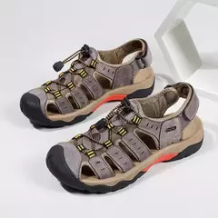 Novas sandálias masculinas de couro genuíno macio sandálias sapatos masculino - loja online