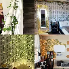 Luzes de folha verde para decoração, Videira artificial Ivy, Luz de fada para festa de casamento, Natal, Planta de parede, 2m-10m - Wolf Magazine