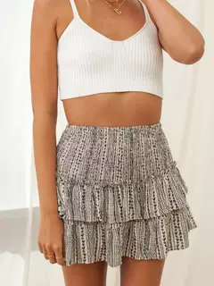 Imagem do Saia curta plissada floral feminina, vintage, cintura alta, plissado, minissaia, férias femininas, vestido boêmio, verão, 2024