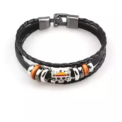 Anime uma peça pirata pulseira dos desenhos animados ação luffy chapéu de palha punk estilo retro preto couro tecido pulseira brinquedo presente aniversário na internet