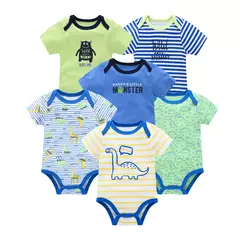 Algodão das meninas do bebê Bodysuit de manga curta, recém-nascido Vestuário, Criança, 0-12 meses, 3 6 Pcs por lote - comprar online