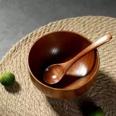 Tigelas De Madeira Japonesas para Crianças e Bebê, Pequenas Tigelas De Sopa Sólida, Madeira De Jujuba, Tigelas De Salada, Louça Doméstica Retro - loja online