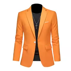 Imagem do Blazers casuais monocromáticos de botão único masculino, smoking de luxo, terno de negócio de qualidade, jaquetas slim fit, jaquetas masculinas, 6XL, 5XL, 4XL, primavera