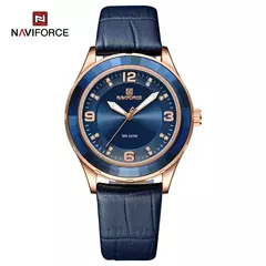 NAVIFORCE-Relógio de couro simples feminino, relógios de pulso casuais, relógio de quartzo feminino, original, nova moda