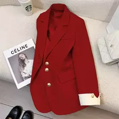 Moda feminina blazer de cor sólida, primavera novo temperamento casual celebridade terno popular