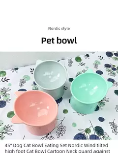 Pet Food Bowl Tilt Inferior Alta Pescoço Protetor Antichoque Cão e Gato Tigela De Água Antidumping Cão Alimentação Suprimentos