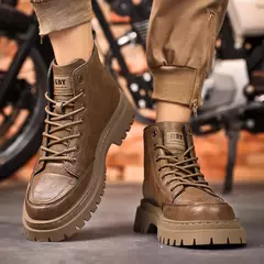 Botas Chukka de couro impermeáveis para homens, Botas Oxford Casual Lace Up Ankle, Sapatos de vestido diário