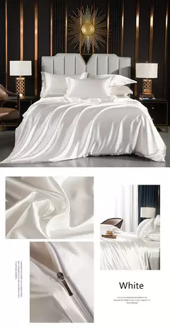 Cama de seda sólida com capa de edredão, lençol, folha plana, fronha, lençol de luxo, rei, rainha, duplo, Twin Size na internet