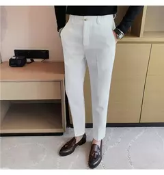 Calça waffle stretch masculina, calça reta justa, terno de festa social, roupa formal, alta qualidade, nova moda, 2022 - comprar online