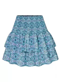 Saia com borda plissada estampada para mulheres, saia curta plissada floral, minissaia feminina de férias Boho, saia sexy Y2K, nova moda - loja online