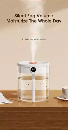 Imagem do Niye-2L Umidificador de ar duplo, exibição de umidade, grande capacidade, aroma, difusor de óleo essencial para quarto, venda quente