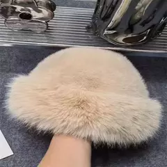 Chapéu de balde de peles artificiais fofo para mulheres, chapéu luxuoso de pescador, boné Panamá grosso e quente, dia frio, inverno, 2023, 2023