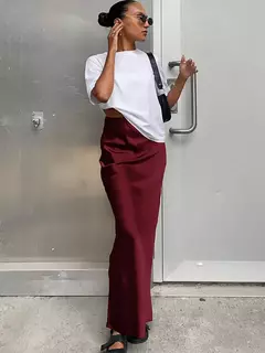 Mulheres cetim saia trompete preta, cintura alta, fina, longa, monocromática, elegante, escritório, feminina, moda, primavera, verão - comprar online