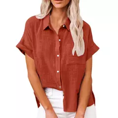 Lazer Branco Amarelo Camisas Botão Lapela Cardigan Top Lady Loose Long Sleeve Oversized Camisa Mulheres Blusas Outono Blusas Mujer - comprar online