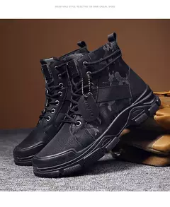 Botas de deserto masculinas de cano alto, botas casuais masculinas, sapatos de treino masculinos confortáveis, tendência estilo britânico, moda ao ar livre, 2024