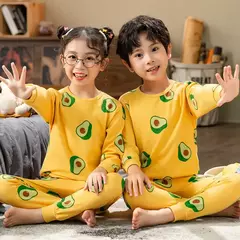 Imagem do Pijama infantil de manga comprida, pijama de algodão, roupa de bebê menina, pijama infantil, criança, menina, criança, 3-14 anos, inverno