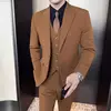 Terno masculino de negócios e lazer de três peças, noivo e melhor homem, jaqueta de casamento, colete e calças, 4 temporadas, 2024