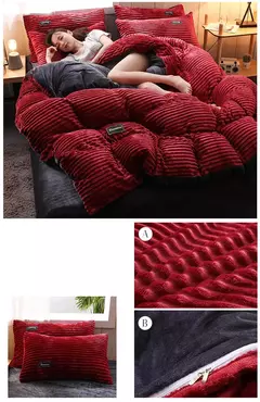 Coral Fleece Duvet Cover com Pillowscaso, Flanela grossa, conjuntos de cama quentes, capa de edredão dupla, King, Twin, cama queen size, inverno, 3pcs - comprar online