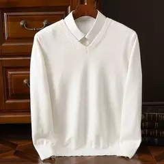 Pulôver clássico com decote em v masculino, suéter super de cashmere, camisa grossa, roupas quentes masculino, 4XL, outono e inverno na internet