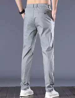 Calça reta masculina de alfaiataria social, calça masculina de algodão, para cima fina e casual, calça empresarial chinesa, clássica, para cima, verão - loja online