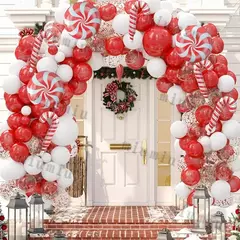 Decorações balões de natal guirlanda arco vermelho metálico ouro com homem de gengibre estrelas balão foil para decoração de festa de natal - Wolf Magazine