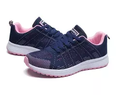 Mulheres sapatos casuais moda respirável andando malha sapatos planos tênis feminino 2021 ginásio sapatos vulcanizados branco calçado feminino na internet