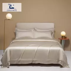 Liv-Esthete-Summer Nature Bedding Set, 100% Silk, Solid Color Duvet Cover, fronha, lençol, colcha Cover, rei, rainha, sono