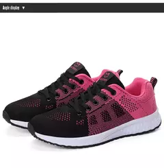 Imagem do Mulheres tênis casuais moda malha respirável sapatos planos ao ar livre confortável antiderrapante sapatos de caminhada tenis feminino