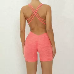 Macacão rosa push up feminino, roupa de ginástica, macacão fitness, roupas esportivas de ioga, conjunto de treino 2024 - comprar online