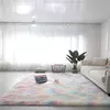 Tapete moderno de cabelo de seda para meninas, tapete de cama nórdico, corante, sala de estar em casa, sofá, cor pura, romântico, por atacado
