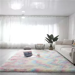 Tapete moderno de cabelo de seda para meninas, tapete de cama nórdico, corante, sala de estar em casa, sofá, cor pura, romântico, por atacado