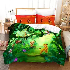Disney O Rei Leão Simba Conjunto de cama para crianças, capa de edredão para menino, decoração do quarto, capa de edredão, presente