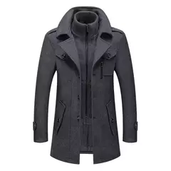 Casaco de gola dupla masculino, jaquetas quentes, casacos à prova de vento, moda outono e inverno - comprar online
