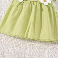Vestido de alça de flor para bebê, Decoração de flores, colarinho dobrável, doce vestido de princesa, verão, novo - Wolf Magazine