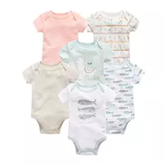 Algodão das meninas do bebê Bodysuit de manga curta, recém-nascido Vestuário, Criança, 0-12 meses, 3 6 Pcs por lote - loja online