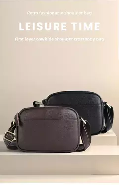 Imagem do Joyir nova bolsa de ombro de couro genuíno masculino grande capacidade horizontal vintage lichia padrão ombro único saco inclinado para homem
