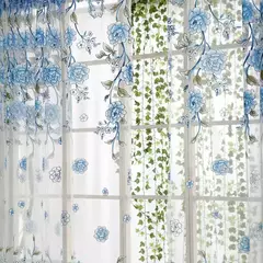 Peony Tule Cortinas para Porta e Janela da Cozinha, Jacquard Sheer Voile, Cortinas de Fios, Sala e Quarto, 100x200cm, Y, 1PC na internet