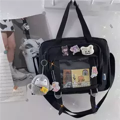 Bolsa Crossbody de Nylon Transparente para Mulheres Bolsa de Ombro Bolsa JK Meninas Japonesas do Ensino Médio, Bolsa de Livro Transparente, Segundo Elemento