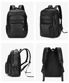Mochila de carregamento USB de couro PU para homens, mochilas grandes para laptop, mochila masculina para adolescentes, meninos, alta qualidade - comprar online