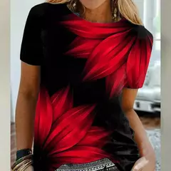 Camiseta explosiva estampada em girassol 3D para mulheres, gola redonda, fosca, flor, moda, novo produto, 2024 - Wolf Magazine
