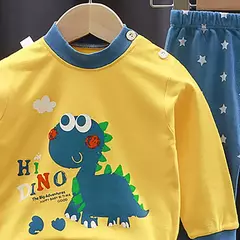 Desenhos animados infantis impresso algodão pijamas conjuntos, unisex, macio, conforto, quente, bonito, adequado, perfeito para meninos, meninas, outono, inverno, calor - Wolf Magazine