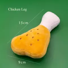Brinquedos de pelúcia para cães, acessórios para cães estridentes, brinquedo para animais de estimação, som macio, mastigar, mordida, resistente, sorvete, batatas fritas, humburger