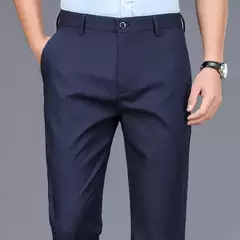 Calça stretch preta monocromática masculina, calça casual inteligente, secagem rápida, coreana, reta, escritório, primavera, outono, nova - Wolf Magazine