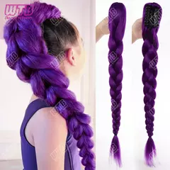 Rabo de cavalo longo demon hunters sintético roxo rabo de cavalo rumi peruca trançada hip hop clipe na extensão do cabelo rabo de cavalo alto na internet