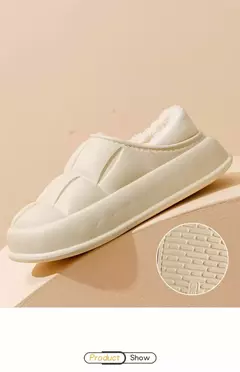 Chinelos de algodão impermeáveis para casais, sapatos de confinamento de pelúcia interior, bolsas femininas e chinelos domésticos, outono e inverno - comprar online
