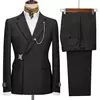 Blazer e calça masculina com lapela entalhada, fantasia justa, roupa de casamento, design italiano, festa, 2 peças, 2024