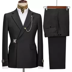 Blazer e calça masculina com lapela entalhada, fantasia justa, roupa de casamento, design italiano, festa, 2 peças, 2024 - Wolf Magazine