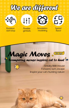 Imagem do Brinquedos para gatos, simulação de relógio, mouse, sem baterias, durável, gato interno, hi-lo, alivia o tédio, brinquedos interativos de pelúcia, brinquedos para animais de estimação