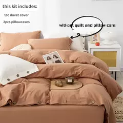 Imagem do Conjunto de edredão duplo, Conjunto de cama de algodão torção sólida, Quilt Cover King Size, 100% Algodão, 220x240, 3Pcs