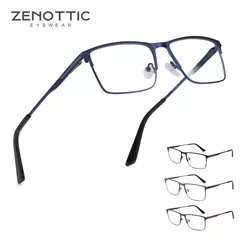 ZENOTTIC 2024 Liga dos homens Titanium Ótico Eyeglass Frame Moda Homens Quadrados Óculos Ultra Light Metal Clássico Sobre o balcão Óculos BT2108 - Wolf Magazine